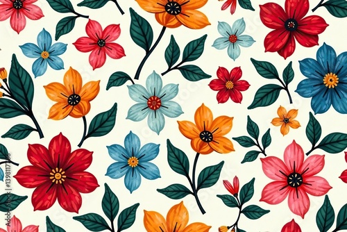 Intricate floral pattern on seamless wallpaper, fabric, wallcovering