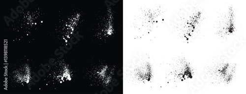 Black and white color splash hand-painted vector blood splash background set