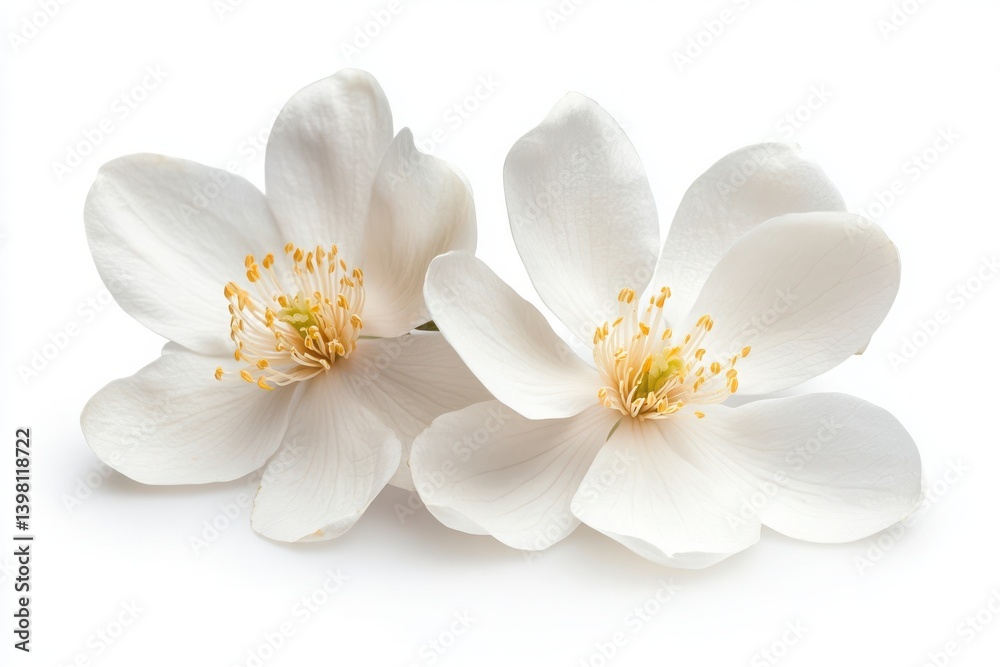 Obraz premium White magnolia flowers isolated on white background showcasing delicate petals