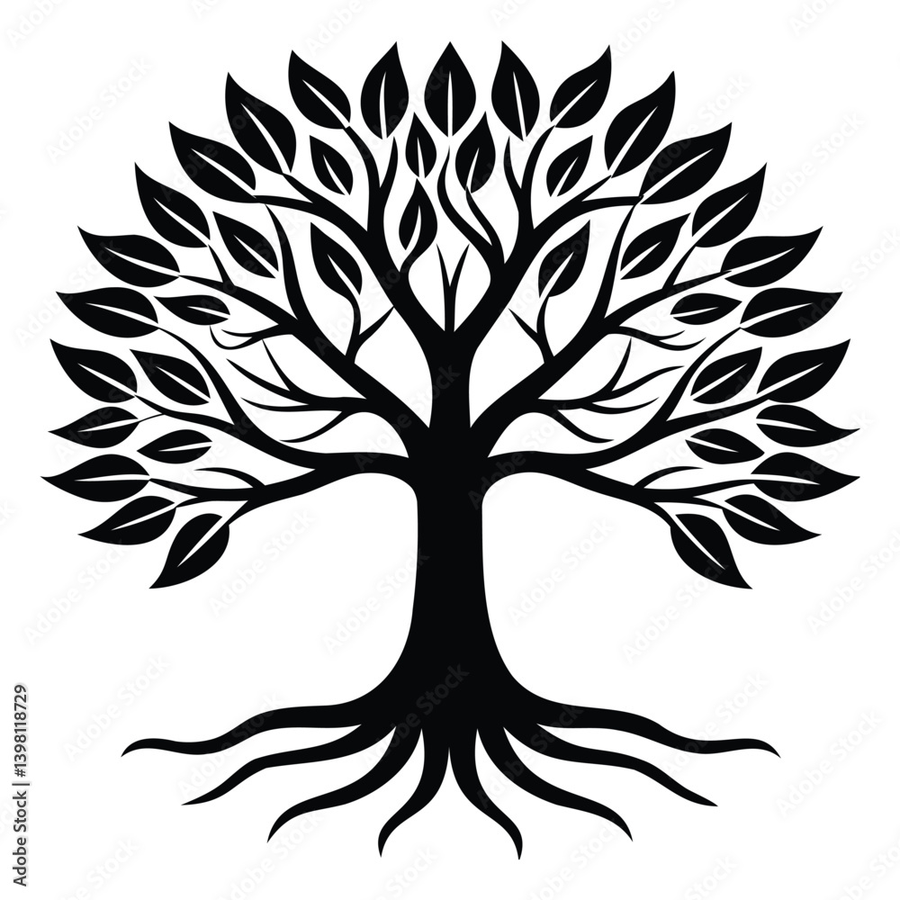 Obraz premium Lone Tree Silhouette Illustration Design