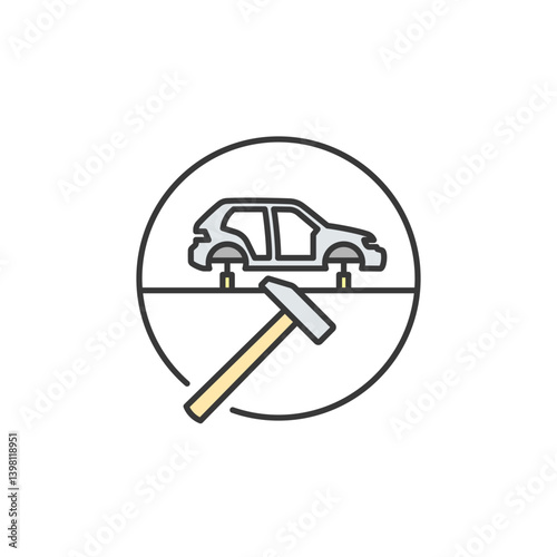 Restoring the exterior to perfection, this icon represents car body repair, fixing dents, scratches, and damage to maintain aesthetics, safety, and resale value