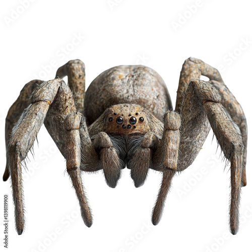 Realistic Close-up of a Huge Spider with Intricate Details and Textures