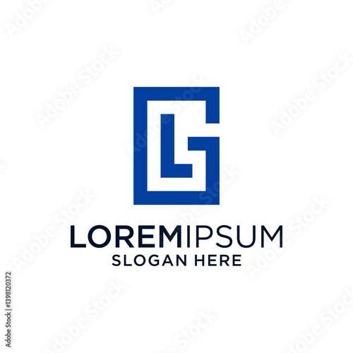 Blue Geometric LG Monogram Logo Design