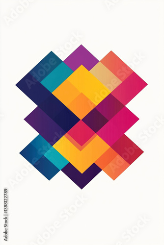 Abstract 3D Cubes in Gradient Colors, Modern Geometric Design
