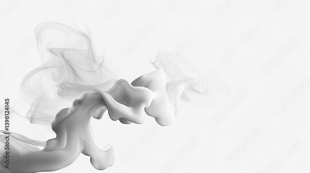 Fototapeta premium Fluid white smoke artistry abstract studio design digital artwork minimalist environment top view