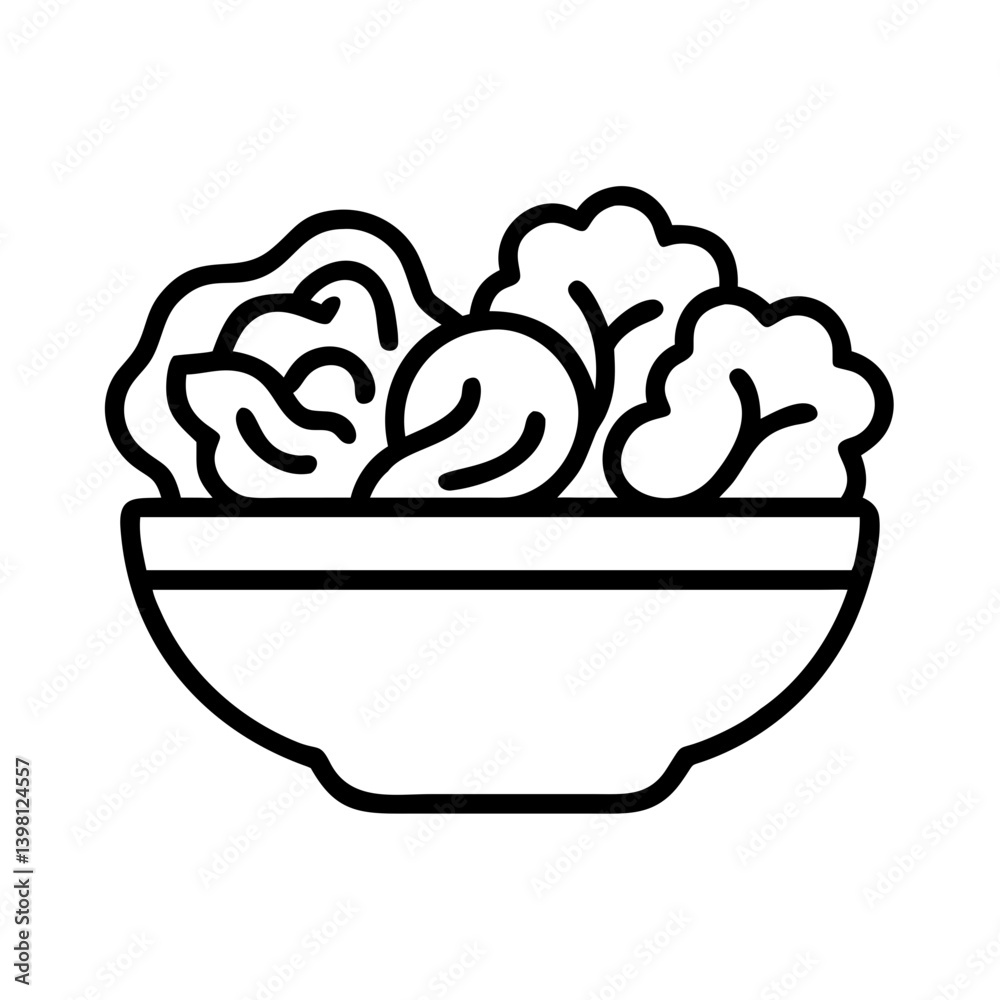 Bowl of salad vector illustration, healthy food salad bowl, fresh vegetables icon Bowl of salad vector illustration, healthy food salad bowl, fresh vegetables icon