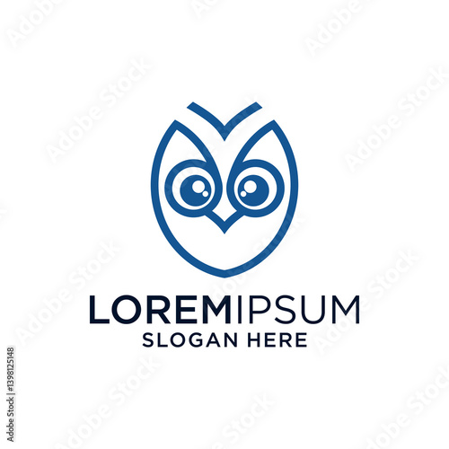 Blue Minimalist Owl Logo Design