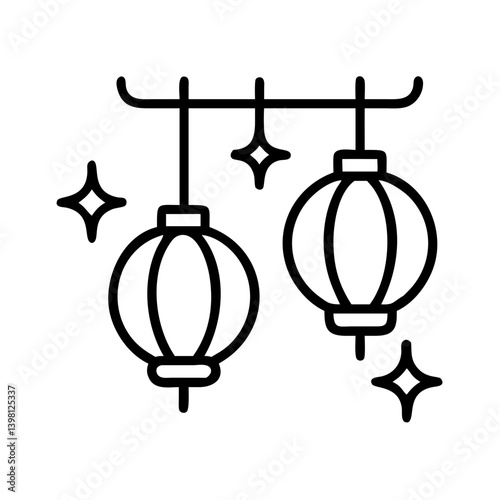 Illustration of chinese new year lanterns and stars for festive decorations