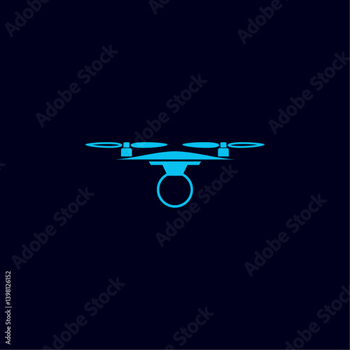 Blue Pixel Art Drone on Dark Background