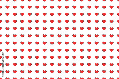 Seamless love background with red heart pattern on white. Perfect for romantic designs, valentine’s day, love themes, wrapping paper, wedding decor, and cute digital backgrounds.