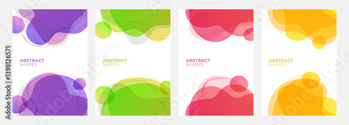 Set of abstract backgrounds with vibrant color liquid shapes for creative graphic design. Vector illustration.	