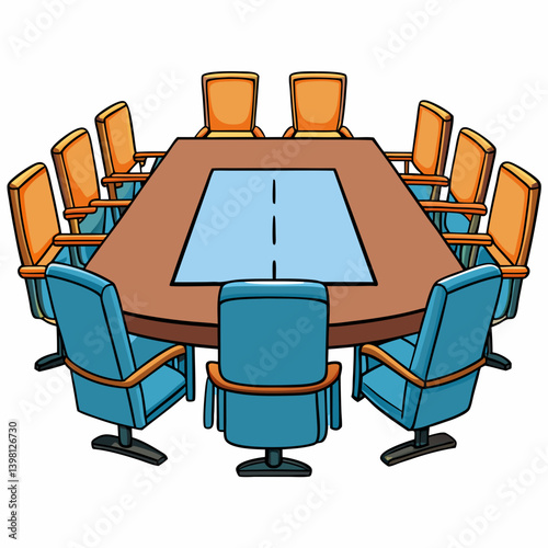 vector illustration of office desk