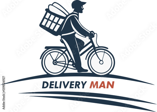 Delivery Man Logo Design Template — Vector Illustration of Courier Holding Box. Perfect for Business Logo, Delivery Service, or Express Shipping Brand Identity