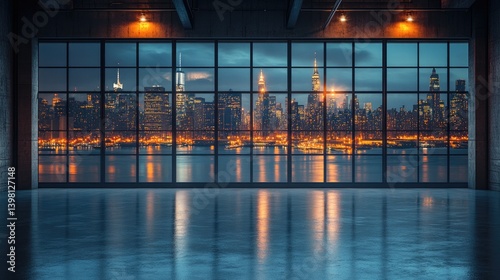 A Wide Window Offering Nighttime Views of a Metropolis