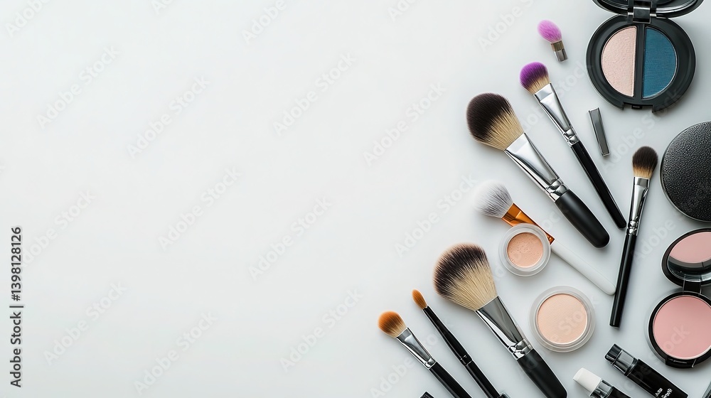 Neatly arranged makeup tools and products, showcasing organization and beauty essentials.
Neatly arranged makeup tools and products, showcasing organization and beauty essentials.