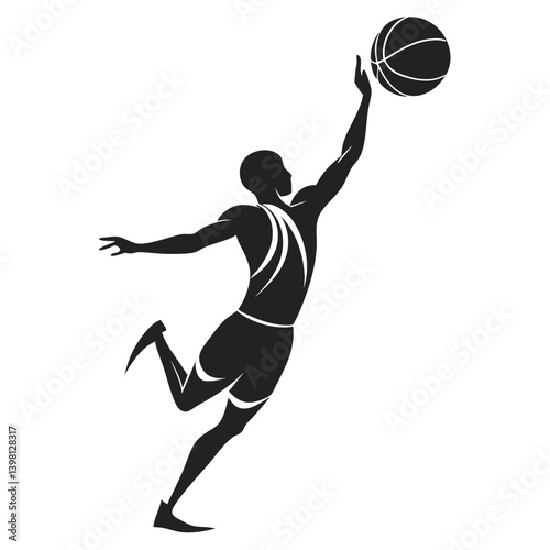 A black and white picture of a basketball player vector silhouette illustration