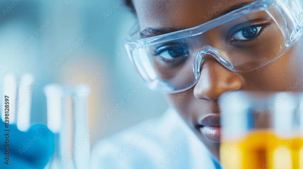 A young person wearing a lab coat