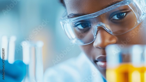 Obraz na płótnie A young person wearing a lab coat w salonie
