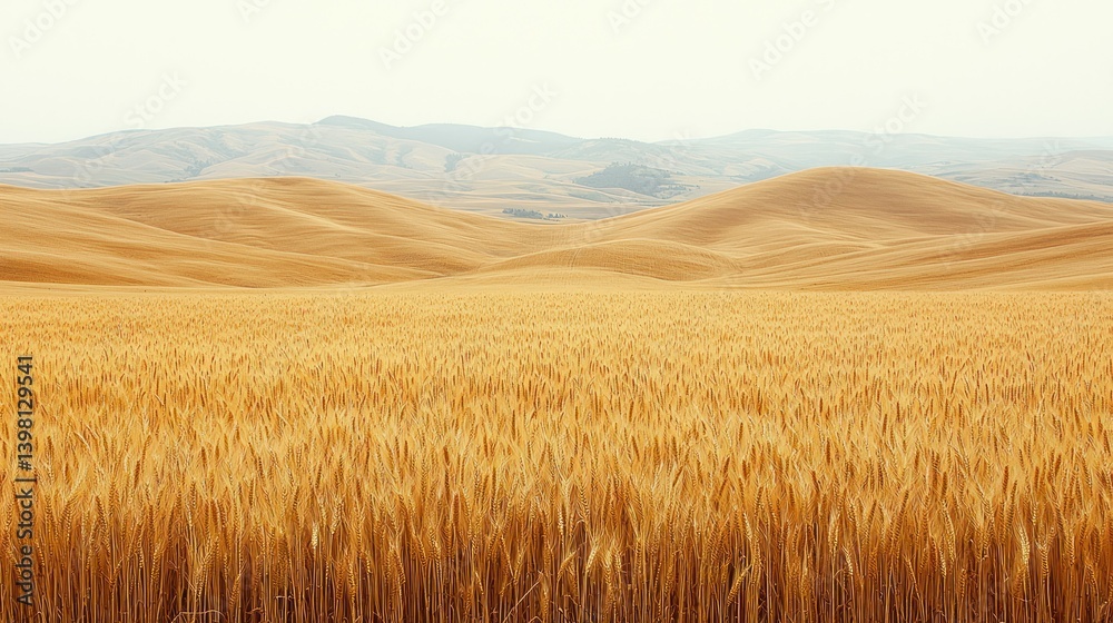 Obraz premium Golden Wheat Fields Rolling Hills Landscape
