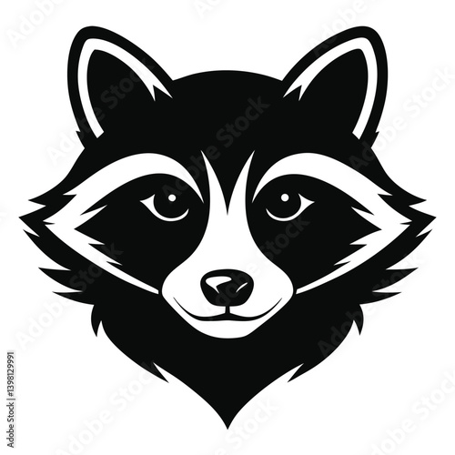 Cartoon Raccoon Icon in Black