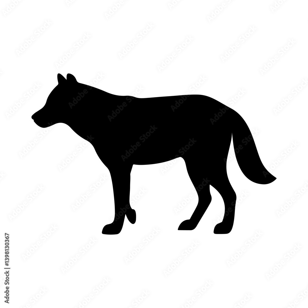 Obraz premium Gray wolf silhouette icon vector flat design on white background.