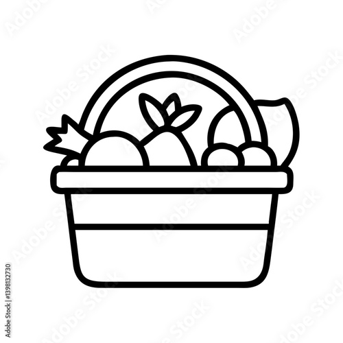 Illustration of a basket full of fruits and sweets vector graphic design icon