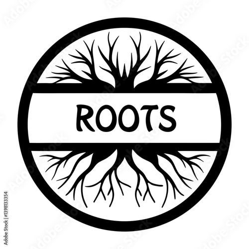 Circular Roots Tree of Life Emblem Design Graphic Image