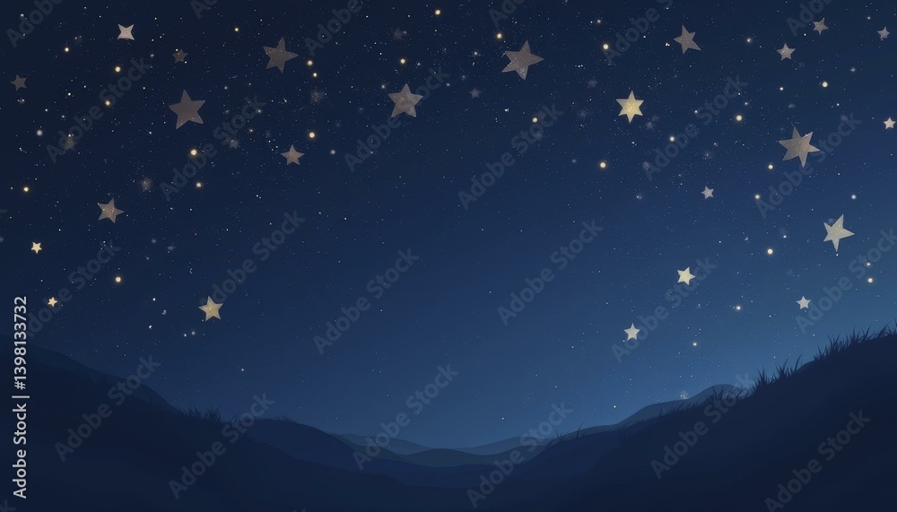 Starry Night Sky Over Silhouetted Hills Background Starry Night Sky Over Silhouetted Hills Background