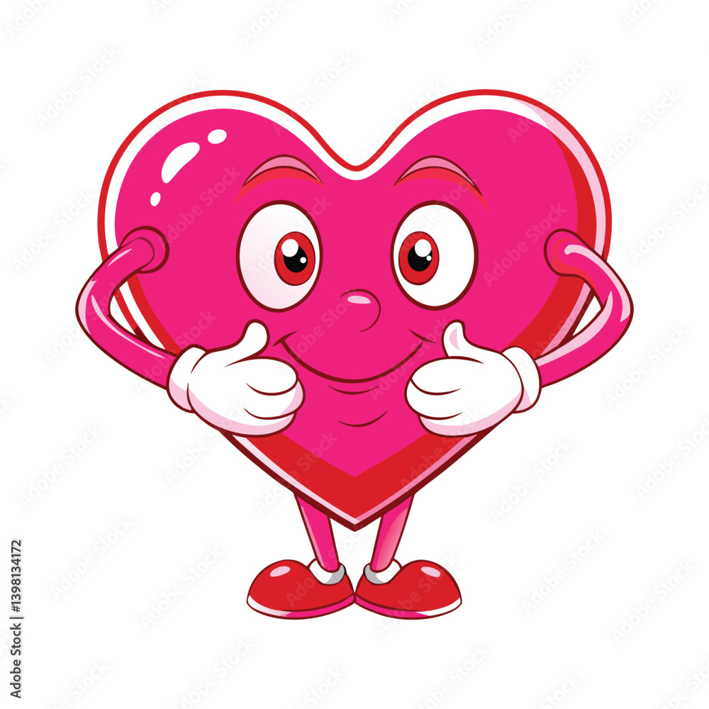Cheerful Cartoon Heart Character Expressing Happiness With Open Arms and a Smile Cheerful Cartoon Heart Character Expressing Happiness With Open Arms and a Smile