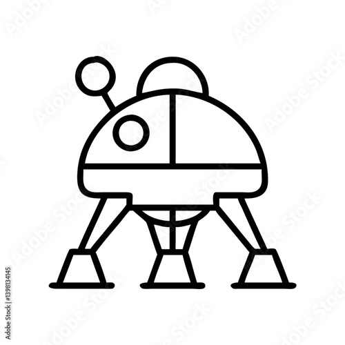 Lunar lander vector icon, space exploration mission, moon landing, spacecraft design