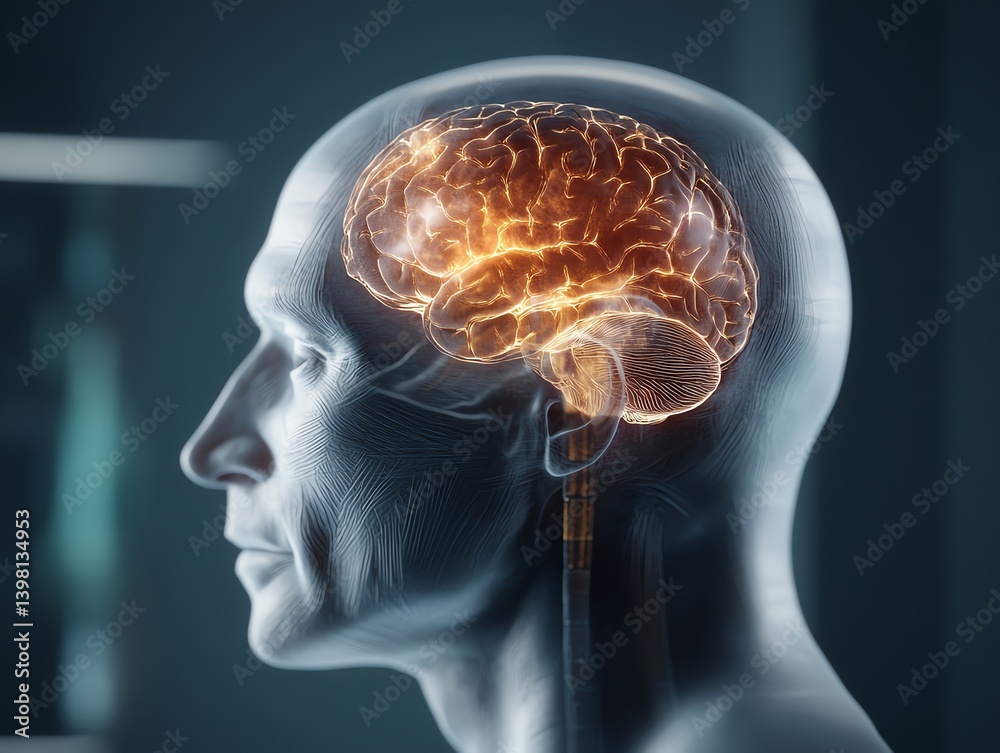 Obraz premium Realistic 3D illustration of brain anatomy with highlighted memory zones