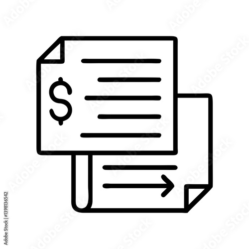 Financial document transfer icon vector illustration for accounting and finance use