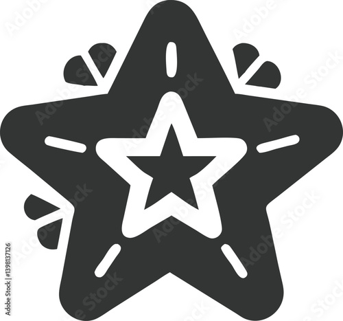 Simple Starfish Icon Design with Star Shape Pattern on Transparent Background