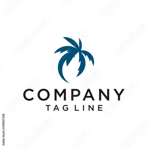 Dark Blue Stylized Palm Tree Logo on White Background