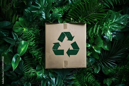 An environmentally friendly background with the recycling symbol made of cardboard