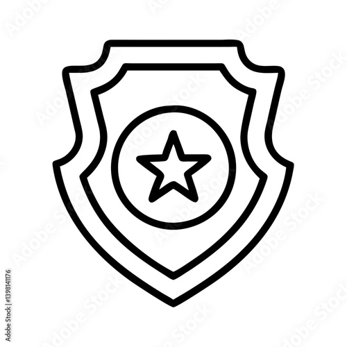 Police badge star vector icon security sheriff law enforcement symbol outline art