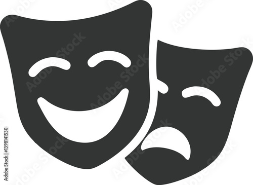 Theater Masks Icon Smiling Mask, Crying Mask, Dramatic Arts, Transparent