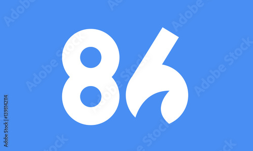 86 Shark logo number modern blue fresh
