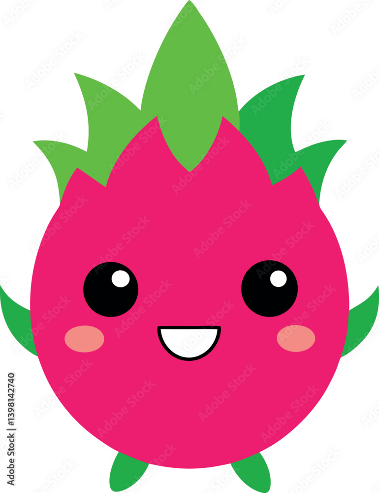 Obraz premium cute-dragon-fruit-character-smiling---white
