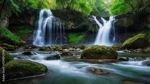 waterfall in the mountains