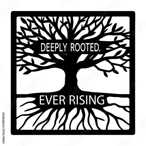 Deeply Rooted Ever Rising Tree of Life Symbolic Image Black and White Design