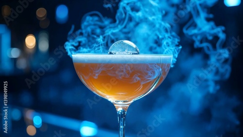 Wallpaper Mural Futuristic floating cocktail orb with saffron-elderflower foam and botanical smoke Torontodigital.ca