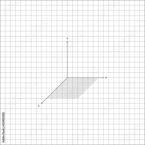 Mathematical School Science Geometrical Axes Concept. 3D Cartesian coordinate system with labeled X, Y, and Z axes.