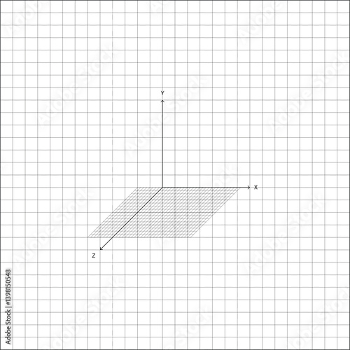 Mathematical School Science Geometrical Axes Concept. 3D Cartesian coordinate system with labeled X, Y, and Z axes.