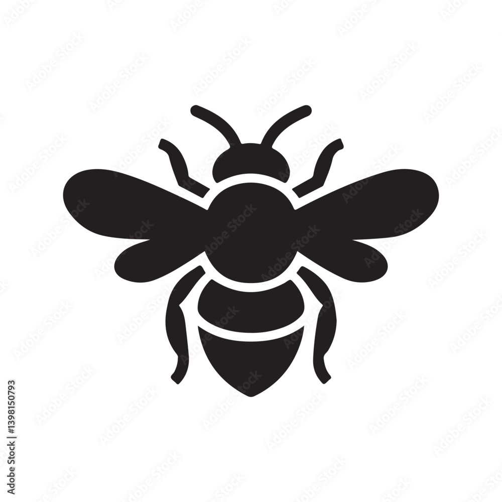 Black bee icon silhouette. Bee icon symbol. Vector illustration eps 10 Black bee icon silhouette. Bee icon symbol. Vector illustration eps 10