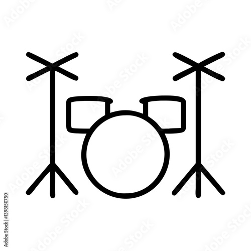 Drum set outline illustration for music band and percussion instrument lovers art