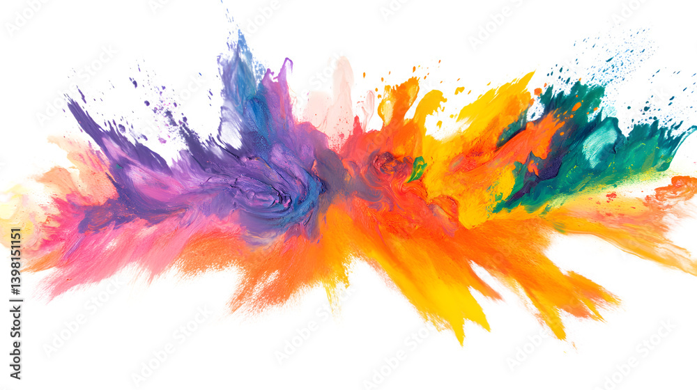Fototapeta premium Vivid Rainbow Holi Paint Color Explosion - Dynamic and Energizing Festival Concept Art
