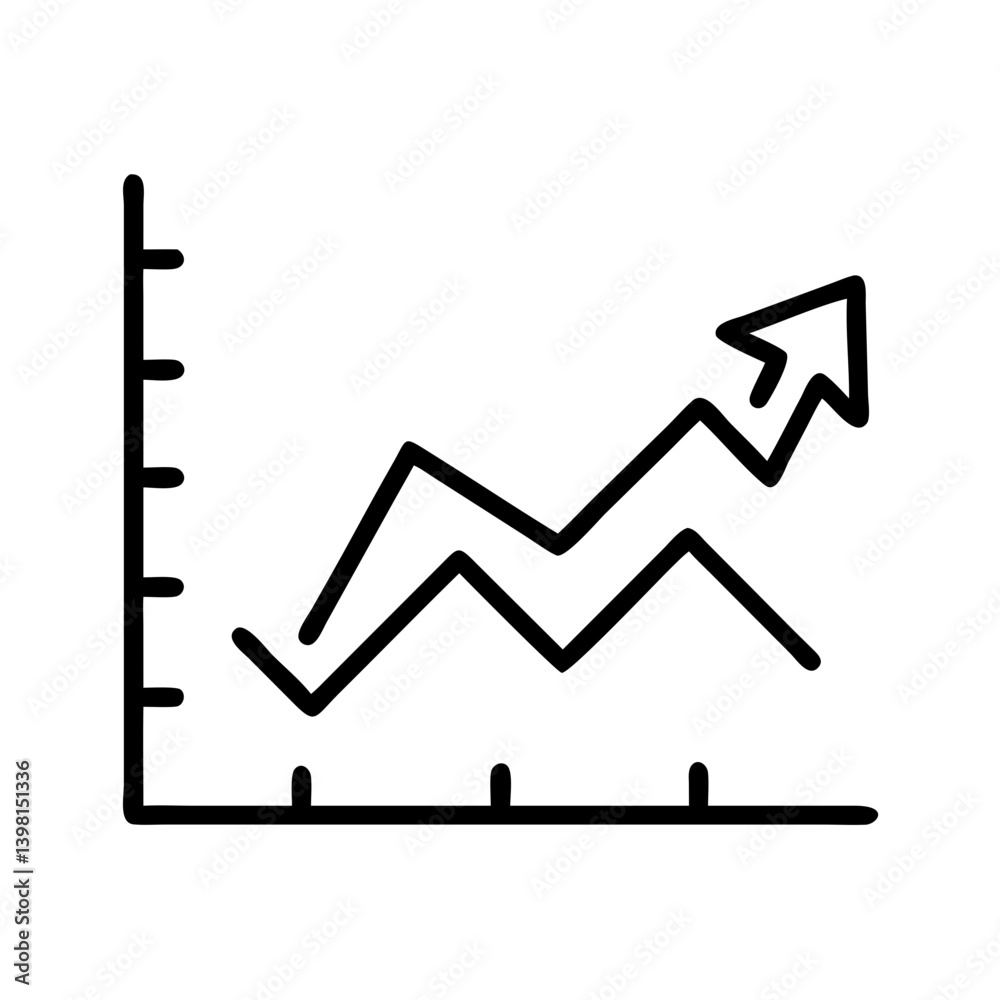 Growth chart diagram showing business success and financial growth line graph icon Growth chart diagram showing business success and financial growth line graph icon