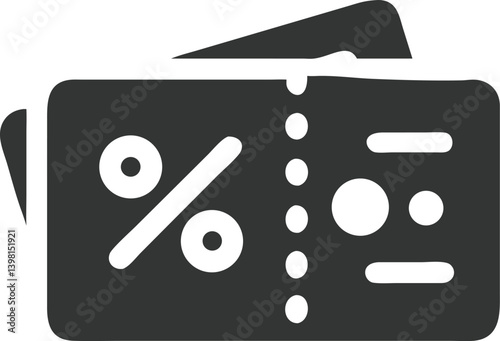 Dark Discount Coupon Icon Featuring Percent Symbol Isolated on Transparent Background