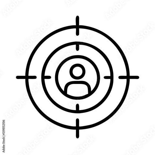 Target audience icon for marketing strategy and customer focus and user targeting